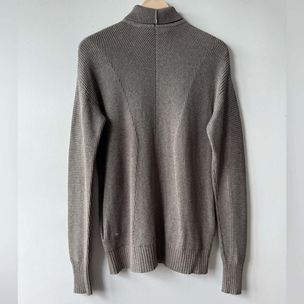 Lululemon Cozy Calling Turtleneck Knit Sweater Heathered Taupe Gray Pima Cotton